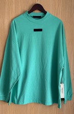 Fear Of God Essentials Men Medium Mint Leaf Long Sleeve Oversized Shirt NWT