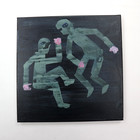 Original Painting Figurative Floating Dark Water 12x12 Canvas Art Modern