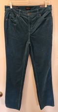Talbots High Waist Corduroy Straight Leg Teal Pants Women's Size 6P NWT