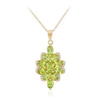 Cavill Peridot Halskette Damen 4,5Ct Sterlingsilber Vergoldet BlüTe