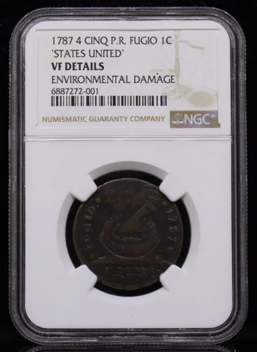1787 4 Cinq P.R. Fugio 1C States United NGC VF Details-Environmental Damage