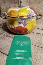 Retired Pioneer Woman FLOWER GARDEN floral enameled Stock Pot 9" x 5" EUC