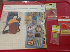New SCRAPBOOK 4 PC SET School Days 12x12 Kit 100 PC; 3 Acrylic Bubble Stickers