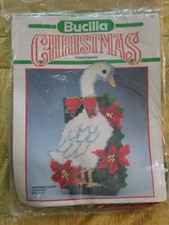Vintage Bucilla Christmas Goose Doorstop Kit 61107 Plastic Canvas 8" x 12"