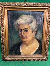 dipinto antico con cornice epoca ritratto donna anziana 1920 pittore magagnoli