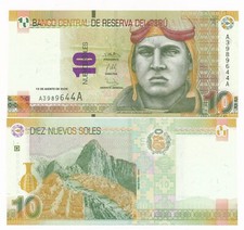 PERÚ 10 Soles 2009 P. 182/182a Unc Note; José Abelardo Quiñones Gonzáles