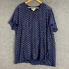 BeMe Top Womens 14 Plus Blue Gold Blouse Tunic Office Formal Career Ladies 8S