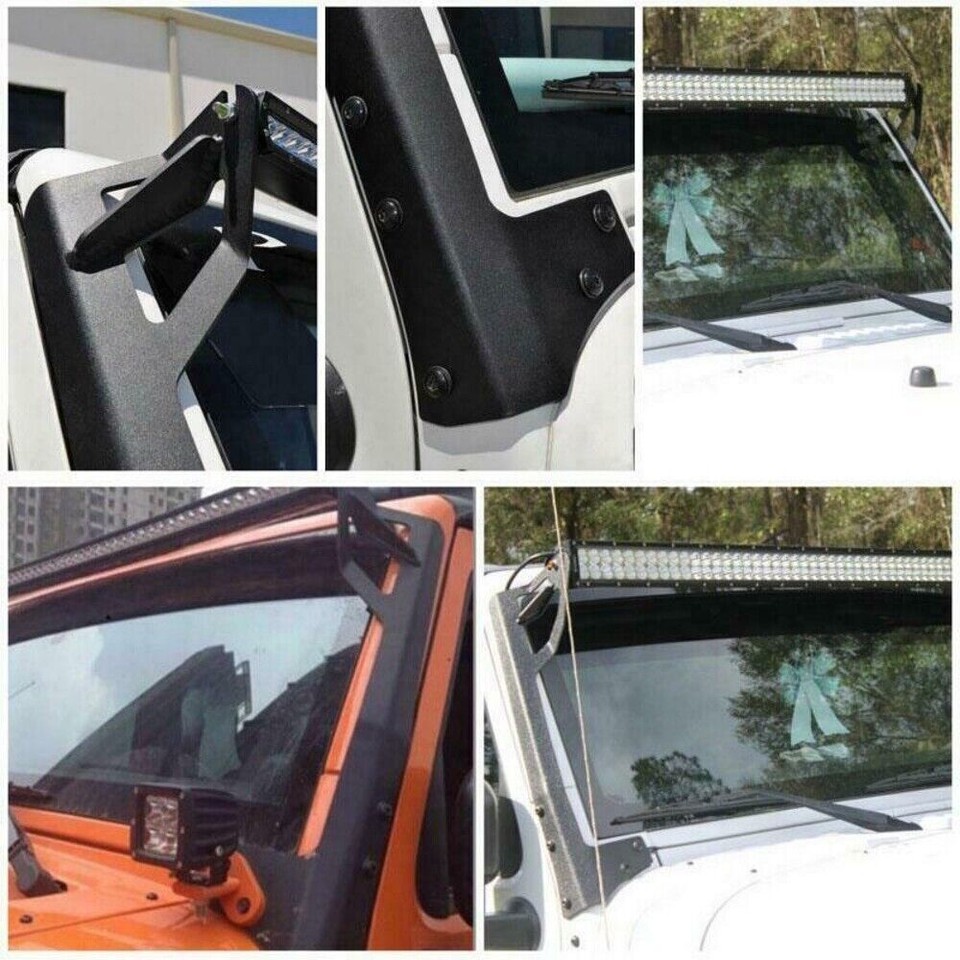 IRONWALLS 52-Inch LED Light Bar + Wiring Kit + Windshield Brackets For Jeep Wrangler JK/JKU – Combo