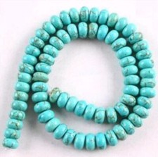5x8mm Blue Turkey Turquoise Gemstone Rondelle Abacus Loose Beads 15" Strand