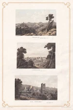 Antique Biblical Chromo-lithographs. Nazareth, Jerusalem & Holy Sepulchre, 1869