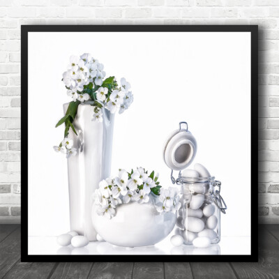 Vase Glas Bonbonbohne Blumen noch eckig Wandbilddruck