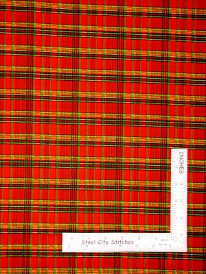Christmas Plaid Red Green Yellow Holiday Cotton Fabric Snow Bears by SPX 1.7 Yds