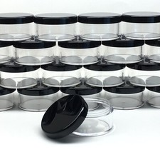 20 Pack 30ml Refillable Plastic Jars   Empty Cosmetic Containers Black Lid 3063