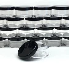 20 Pack 30ml Refillable Plastic Jars – Empty Cosmetic Containers Black Lid 3063