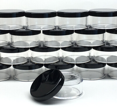 20 Pack 30ml Refillable Plastic Jars   Empty Cosmetic Containers Black Lid 3063