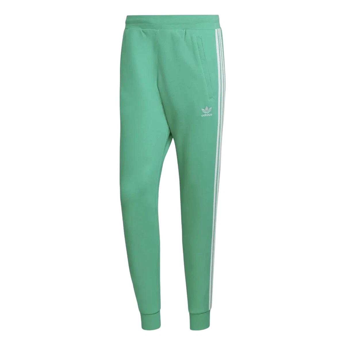 adidas ORIGINALS MEN S 3 STRIPE TRACK PANTS JOGGERS GREEN TREFOIL NEW BNWT RETRO