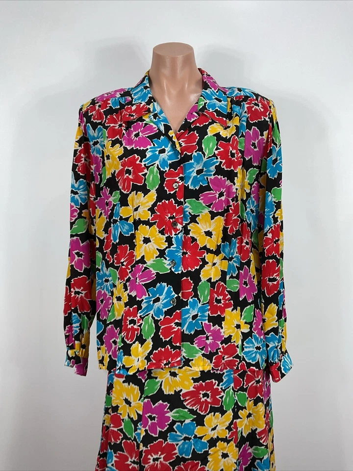 Vestido Liz Claiborne 10/12 Mujer Falda Traje Floral Lápiz Vintage Años 80 90 Foto 3 de 4