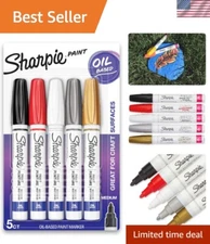 Oil-Based Paint Markers, Medium Point, Assorted & Metallic Colors, 5 Count - ...