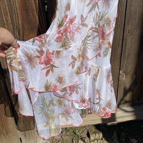 🌺👡 Vintage Y2k City Triangles floral micro mesh cowl neck dress Size Small - Picture 7 of 9