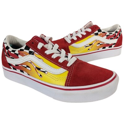 Vans Old Skool Kids Flame Checkerboard ComfyCush Size 3.5 Juniors Shoes  721356