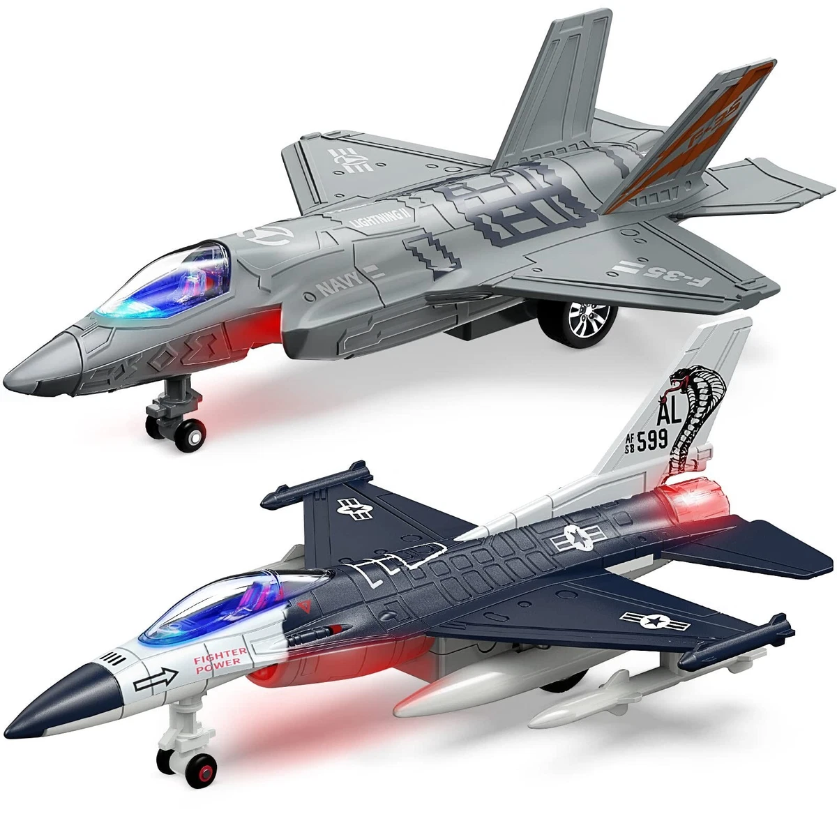 Geyiie Airplane Toys for Kids Army Fighter Jet Diecast Plane Toys