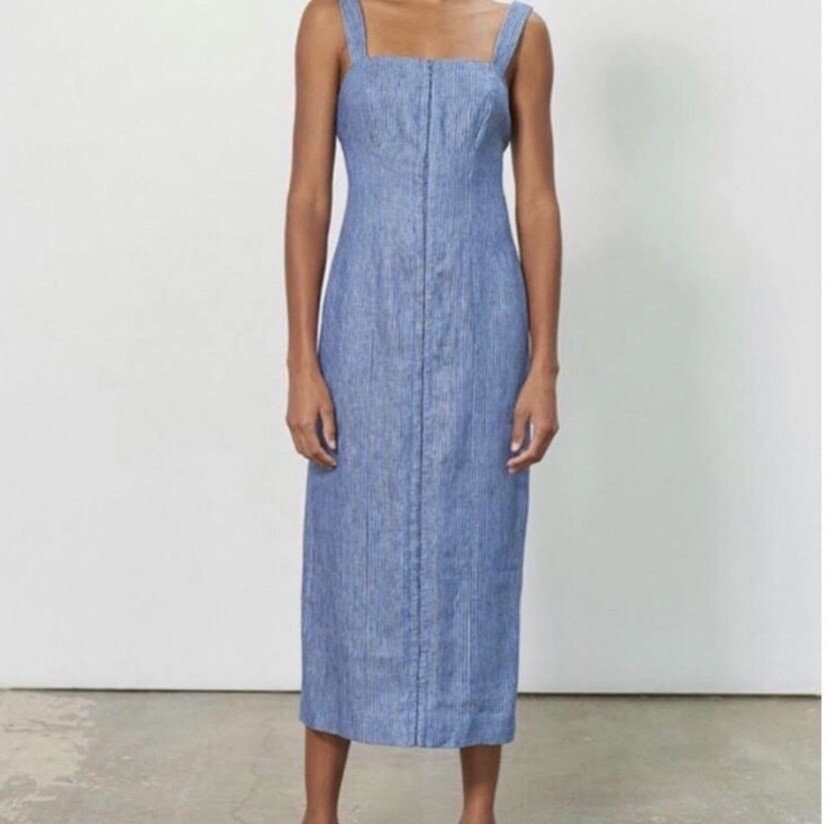 white christmas dresses Rolla's :: Mara Button Down Denim Midi Dress in Deep Blue Wash – Hannah Anna main image 1