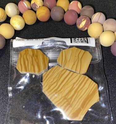 10mm Matte Moukaite Beads And FF Scenic Jasper Focal Bead Set Lot For Jewelry