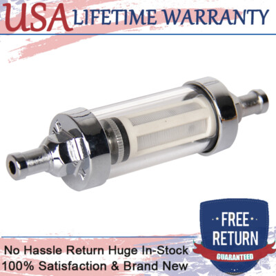 New 9747 5/16'' Universal Chrome Glass Clearview Fuel Filter Petrol Diesel Inline