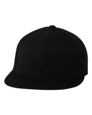 ## FLEXFIT® NEW Premium Flatbill Blank Fitted Flat Bill Cap Hat 6210FF BLACK S/M