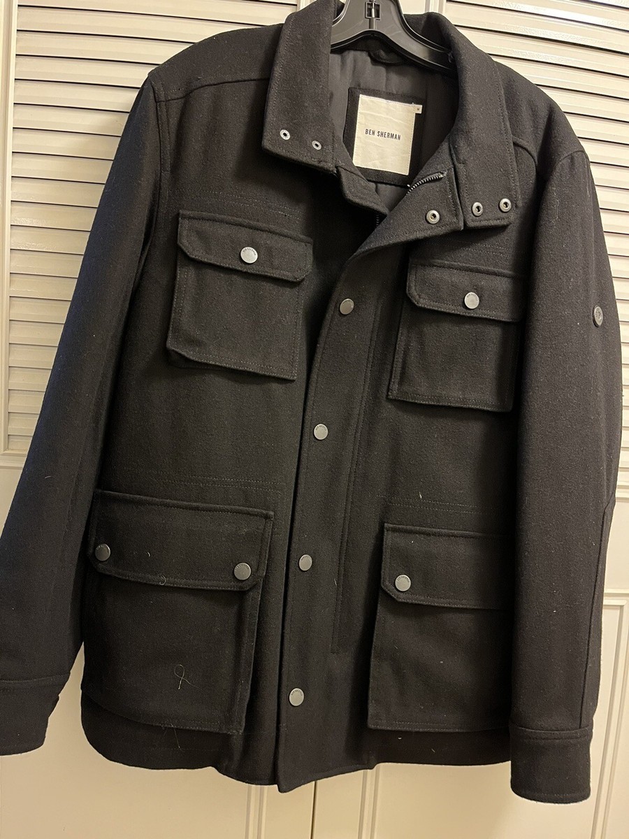 Ben Sherman Black Wool Blend Men's Peacoat NWOT