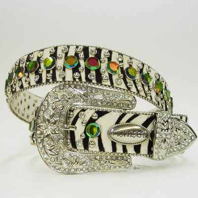 S M L XL Zebra Rainbow LEATHER HAIR RHINESTONE WESTERN  display picture 2