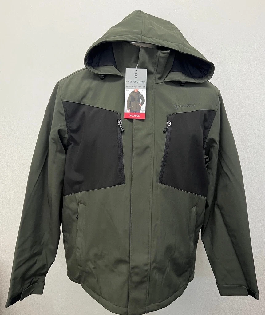 Free Country Men's Thermo Softshell Tricot Backing Olive Snow Jacket Size XL