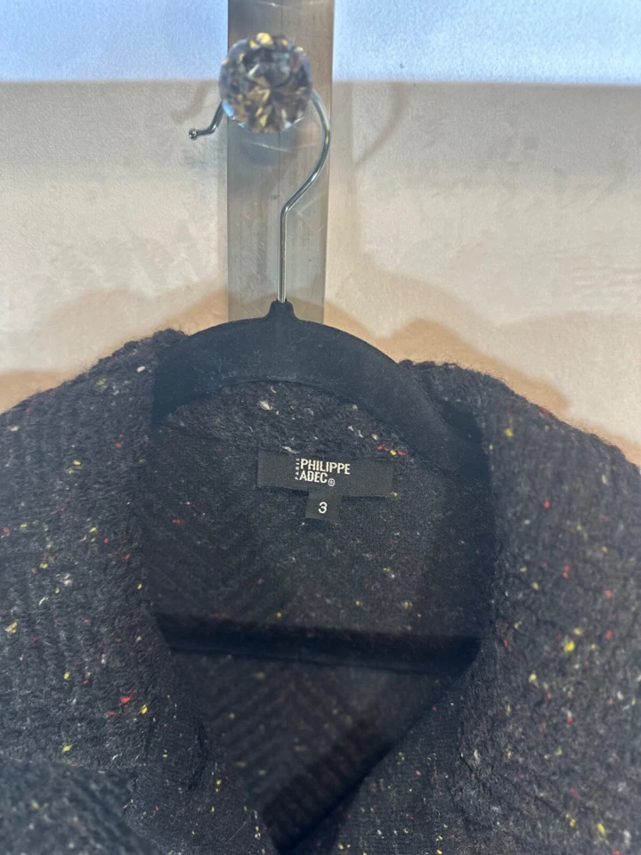 Chaqueta Philippe Adec Paris L Botón Marrón Oscuro Forrada Bolsillo EE. UU. Mezcla de Lana Foto 3 de 4