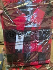 Burnside Flannel Shirt, Red & Black, B8210, Size XL