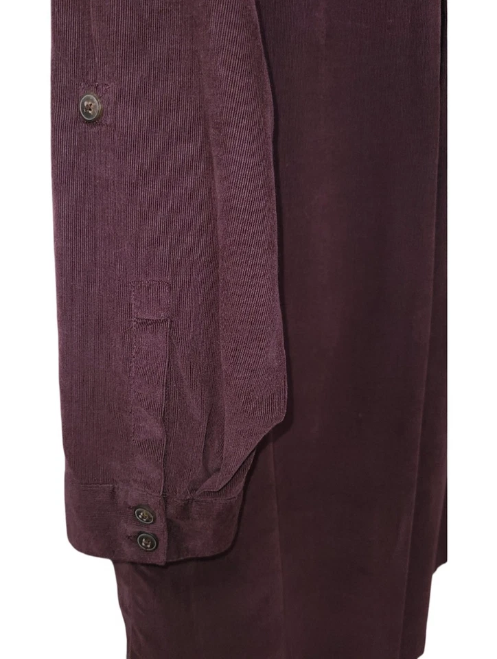 J Jill тонкий Wale вельветовая рубашка платье пряное вино кнопка спереди маленький большой - Изображение 3 из 4