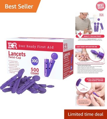 Compact 500 Count 30G Sterile Lancets - Easy Twist Cap for Daily Glucose Tests