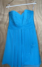 Davids Bridal Malibu Blue chiffon bridesmaids wedding cocktail dress Size 6