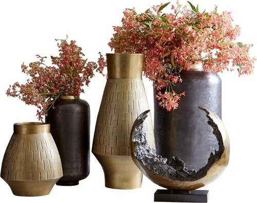 Elegant Traditional Gold Aluminum Vase-Aria Collection - Picture 2 of 6