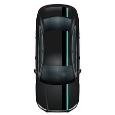 Rennstreifen Set Schwarz Glanz/Mint Streifen Stripes Zubehör Auto Haube Dach
