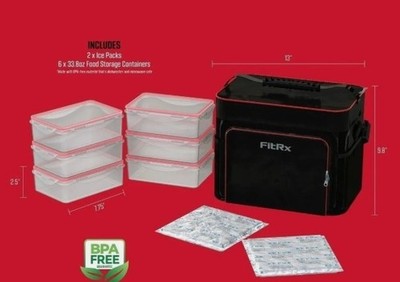 NEW MEAL PREP COOLER Insulated Lunch Bag with Containers Ice Packs Travel FITRX