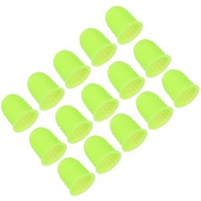 15 Pcs Rubber Finger Tips Thumb Fingertip Protector, Grass Green Medium Size