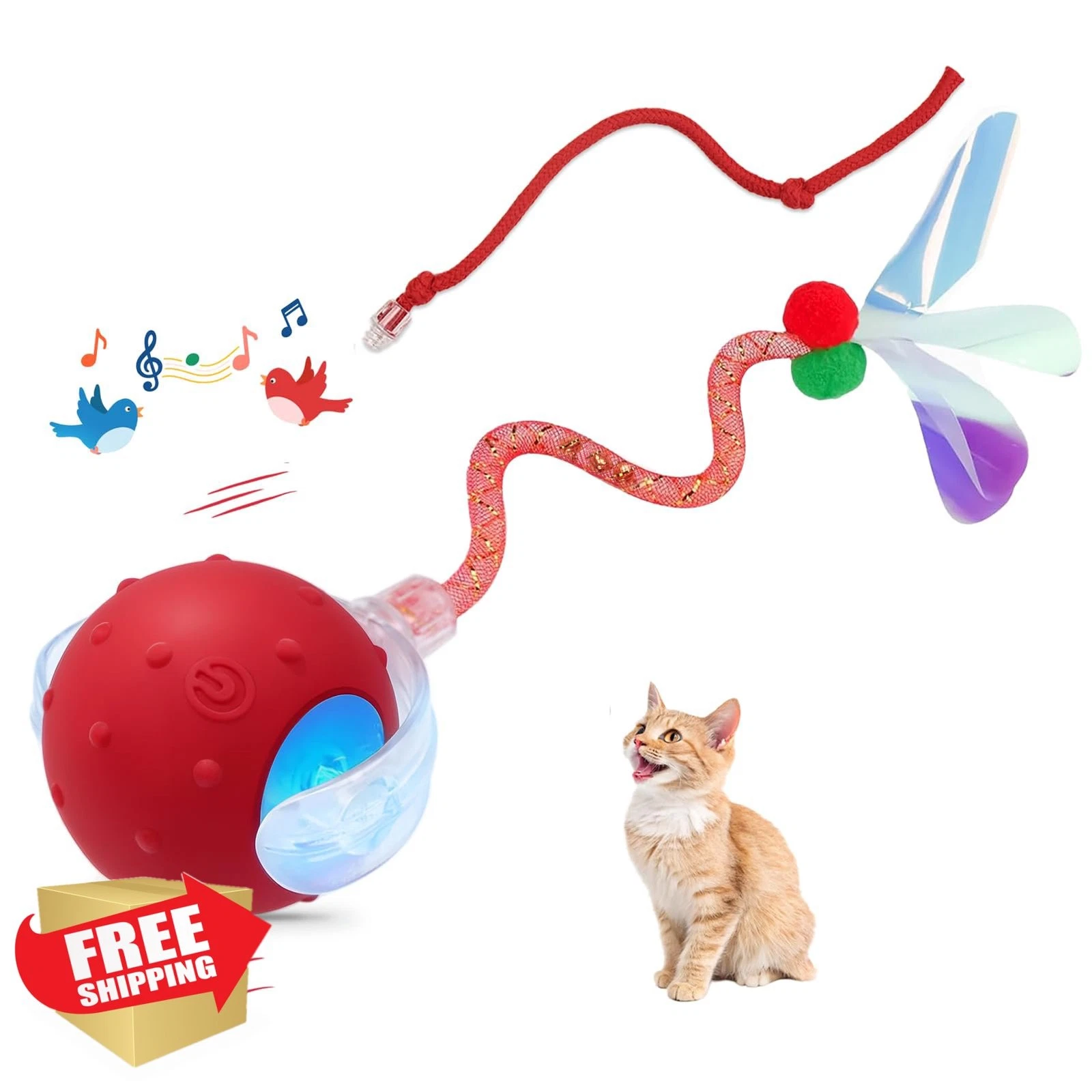 Sentoo Interactive Cat Ball Toy Red