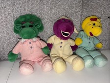 VTG HTF Bedtime BARNEY 10'' Plush Pajamas Lot 3 Baby Bop BJ 90  s Lyons Group