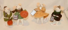 Primitives by Kathy Fall Felt Mouse Lot 4 Critter Ornament Thanksgiving Decor