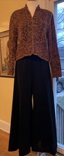 Vintage Authentic 1970's Polyester Palazzo Pants Wide Leg Black Small