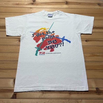 Vintage 90s US Fencing Association I Get The Point Graphic T-Shirt USA - Medium