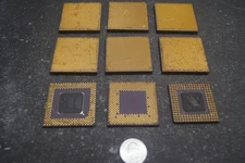 ( 9 ) HIGH YIELD PURPLE CERAMIC CPUS WITH PINS SCRAP GOLD RECOVERY FAST SHIPPING