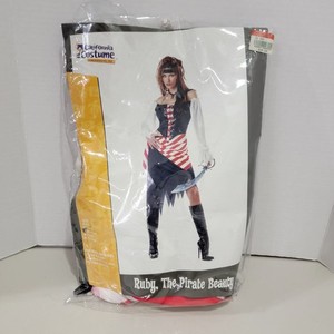 California Costume Ruby Pirate Womens M Corset Top Skirt Halloween Beauty Sexy