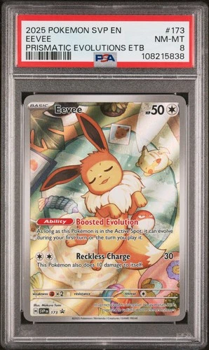 2025 POKEMON SVP PRISMATIC EVOLUTIONS ELITE TRAINER BOX #173 EEVEE PSA 8