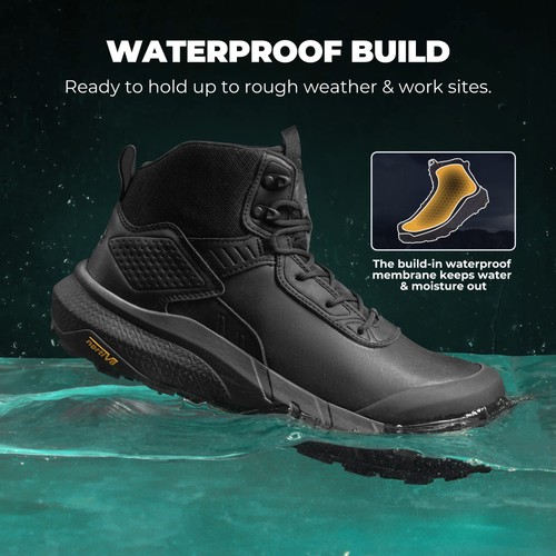 Men Waterproof Composite Toe Work Boots Lightweight Comfortable Safety Boots